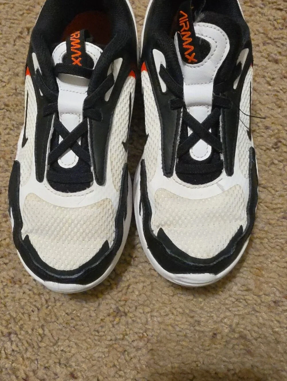 Nike Air Max Kids Black White Orange Athletic Shoes